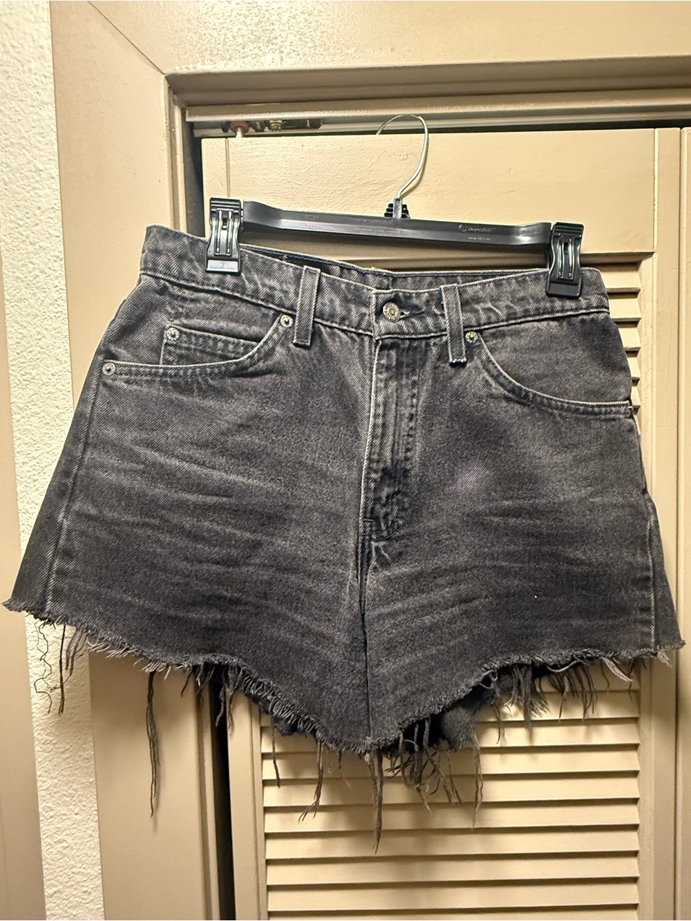 Levi's Black Frayed Hem High-Rise Denim Shorts